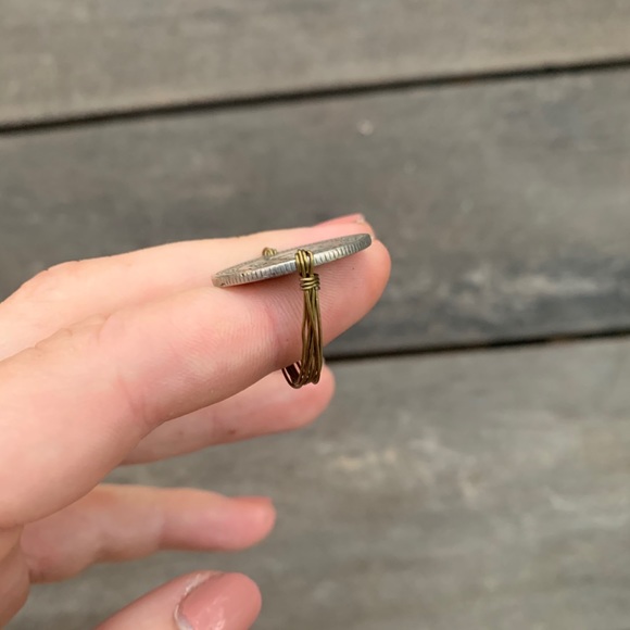 Wire wrapped coin ring size 8 - Picture 5 of 5